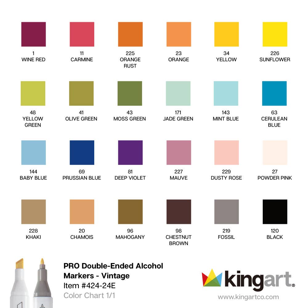 PRO Double-Ended Alcohol Markers - 24 Vintage Colors