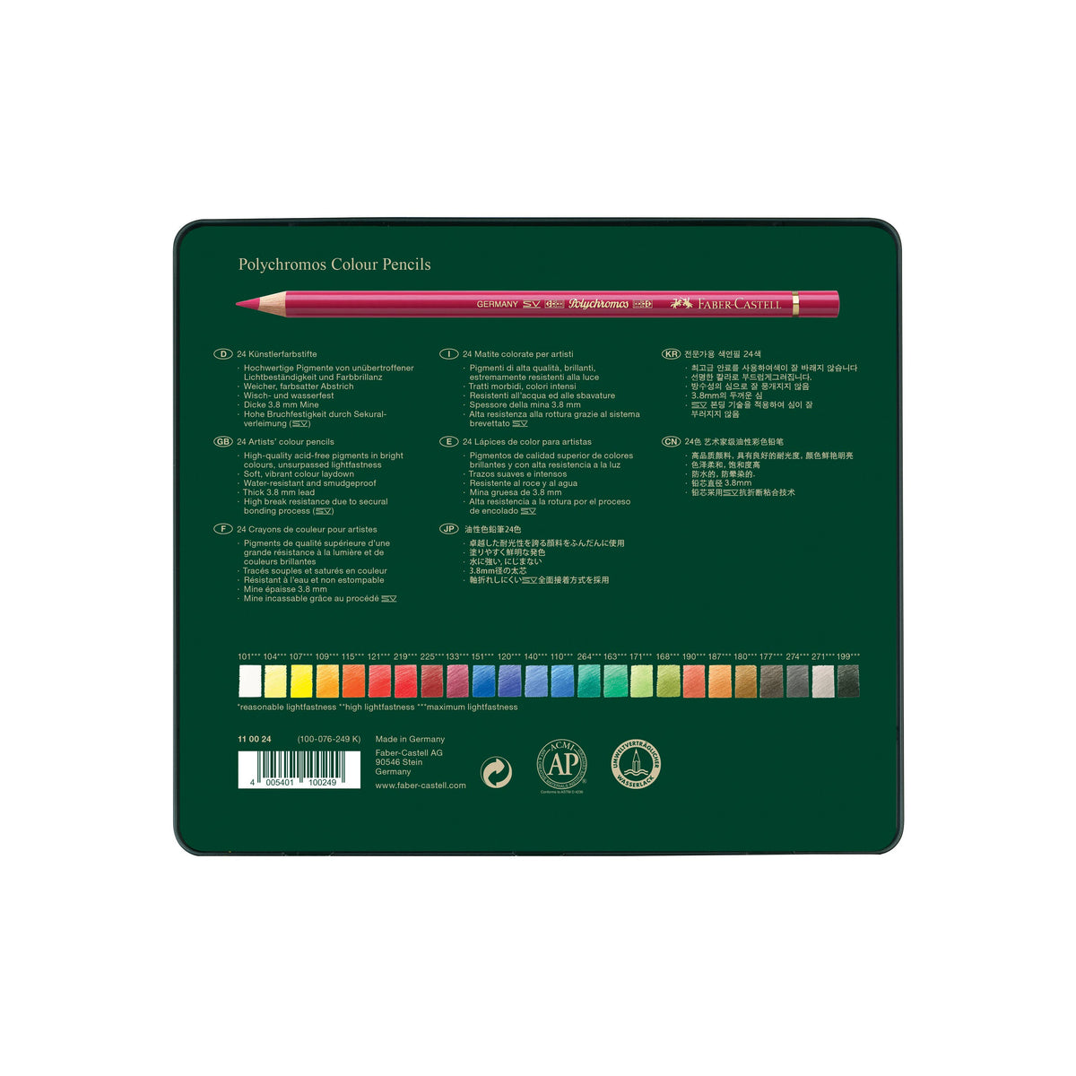 Polychromos Artists' Color Pencils, Tin of 24