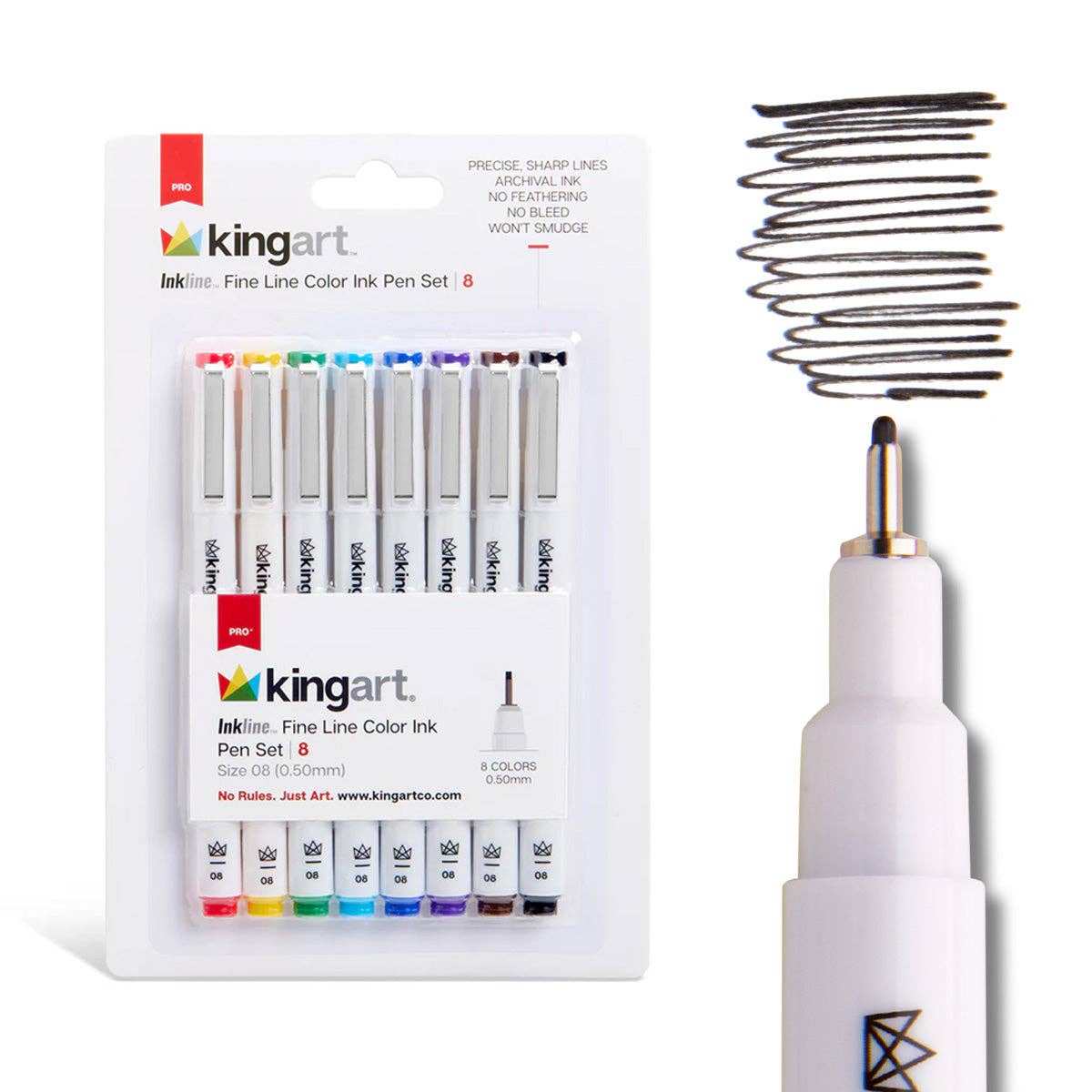Inkline™ PRO Fine Line Archival Ink Pens - Size 8 - 8 Colors