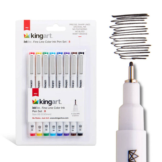 Inkline™ PRO Fine Line Archival Ink Pens - Size 8 - 8 Colors