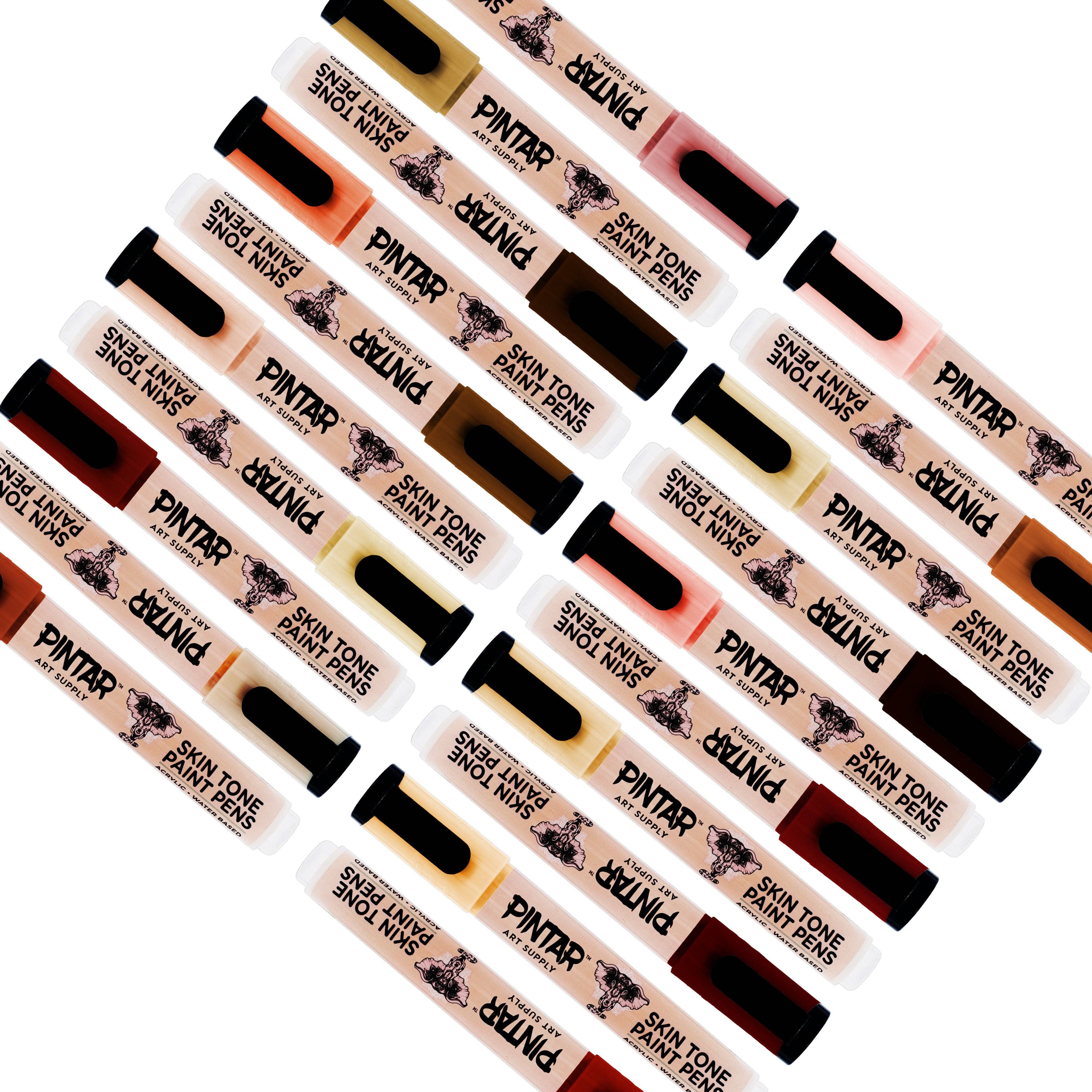 Pintar Skin Tone Paint Pens and Water-Based Marker 20 Pack Set | 5.0MM Medium Tip for Outlining, Painting, Drawing on Rocks, Canvas, Tiles, Non-Stick Surfaces | Quick Dry Action Markers