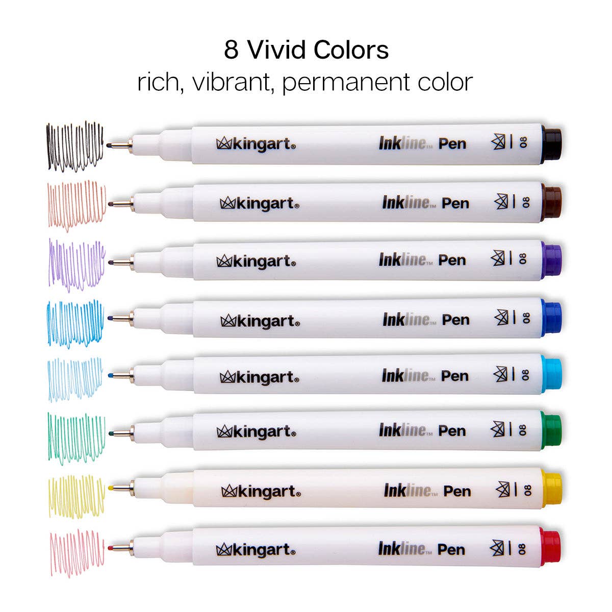 Inkline™ PRO Fine Line Archival Ink Pens - Size 8 - 8 Colors