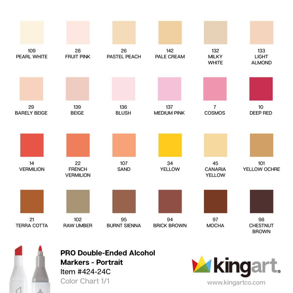 PRO Double-Ended Alcohol Markers - 24 Portrait Colors