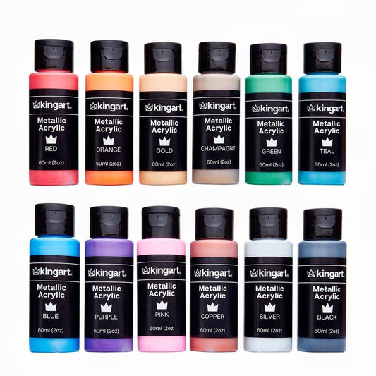 Studio Acrylic Paint - 60ml Bottles - 12 Metallic Colors