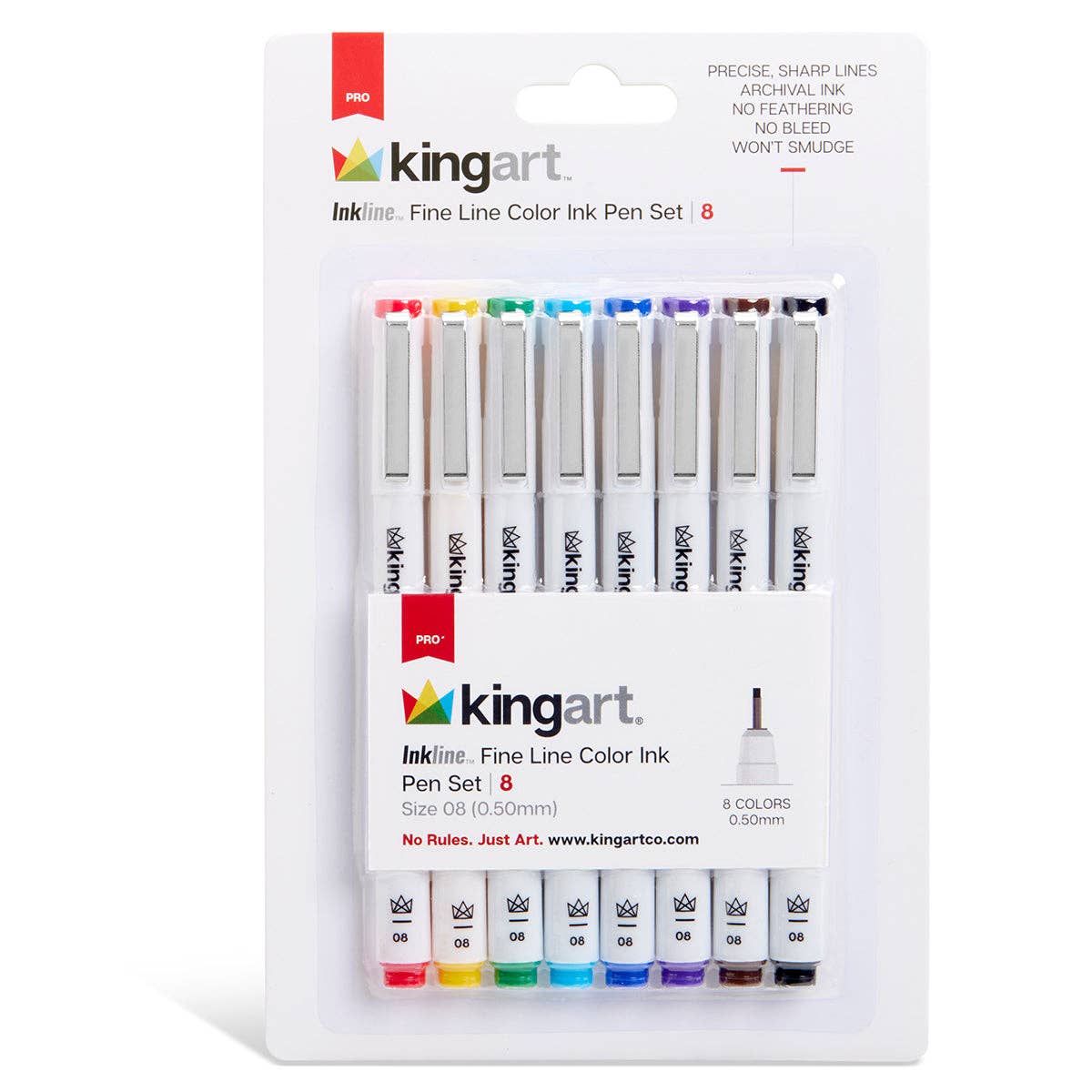 Inkline™ PRO Fine Line Archival Ink Pens - Size 8 - 8 Colors